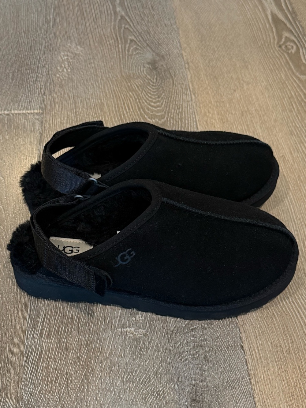 UGG Black Suede Backstrap Slip-On Slippers